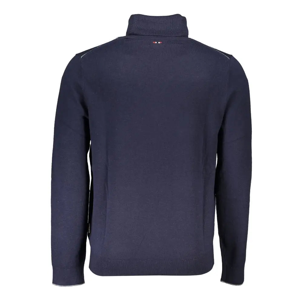 Napapijri blue tessuto sweater i marineblå med hvid syning