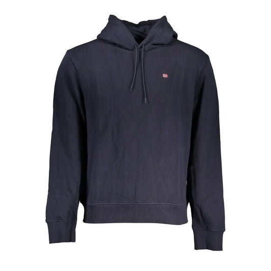 Napapijri chic blue hooded sweatshirt med flagbroderi på venstre bryst