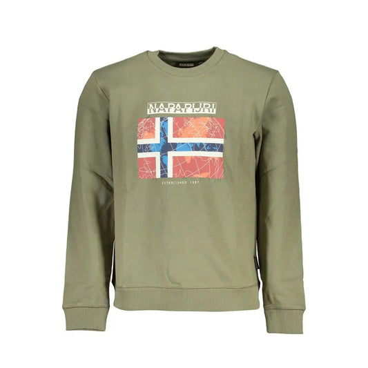 Napapijri grøn bomuldssweater med norsk flag-motiv, spar 30-70% på mode