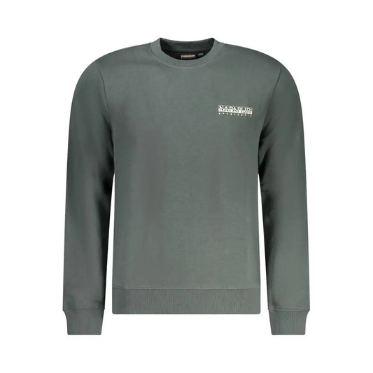 Napapijri green cotton sweater i mørkeolivengrøn med hvid logo