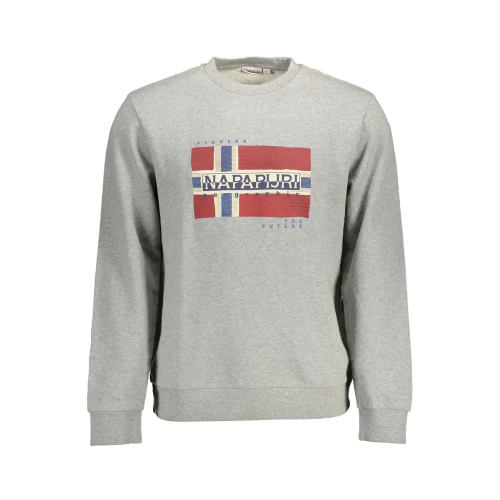 Grå hejret Napapijri-sweater med norsk flag og grigio cotton detaljer