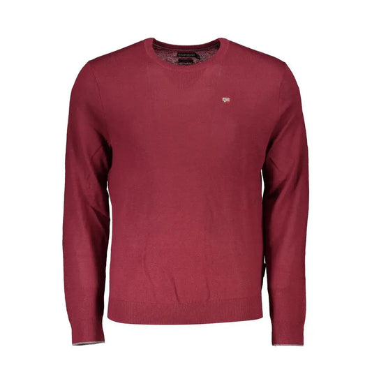 Maroon Napapijri crewneck sweater med logo, 100% originale brands