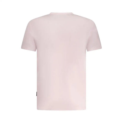 Napapijri rosa cotton t-shirt i blød lyserød med kortærmet crew neck