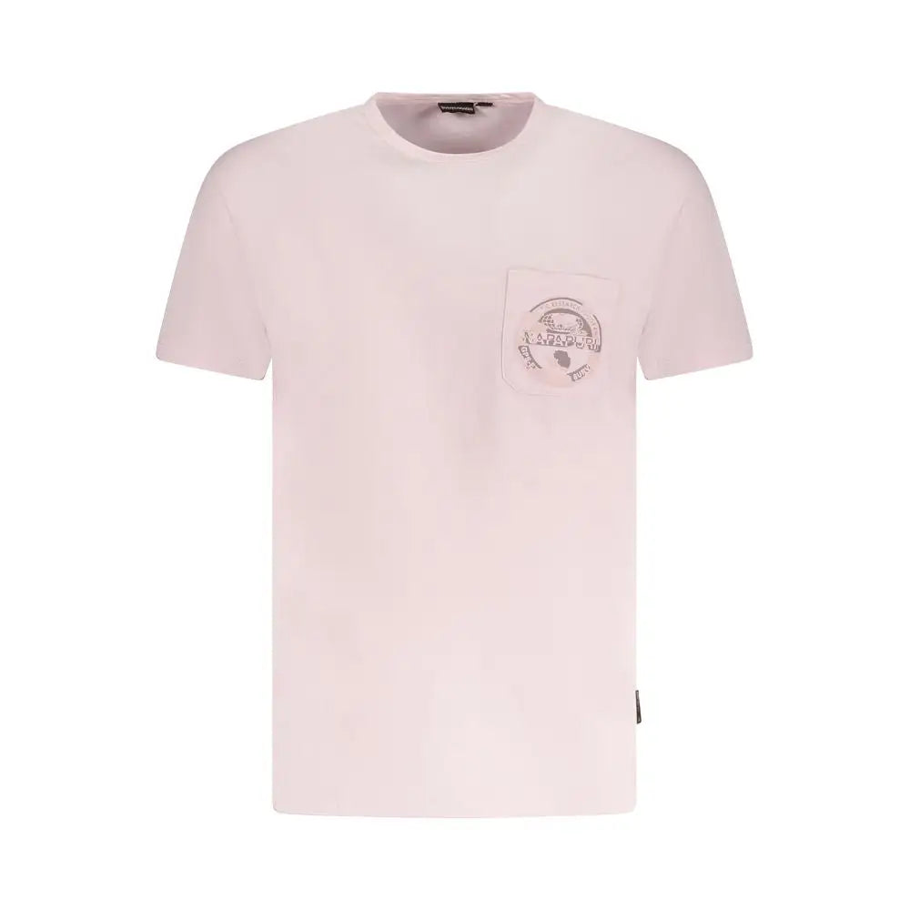 Napapijri rosa cotton t-shirt i blød pink med subtil logo