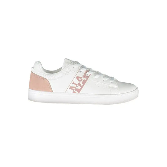 Napapijri white leather women sneakers in blush pink with rose gold Na-kd logo