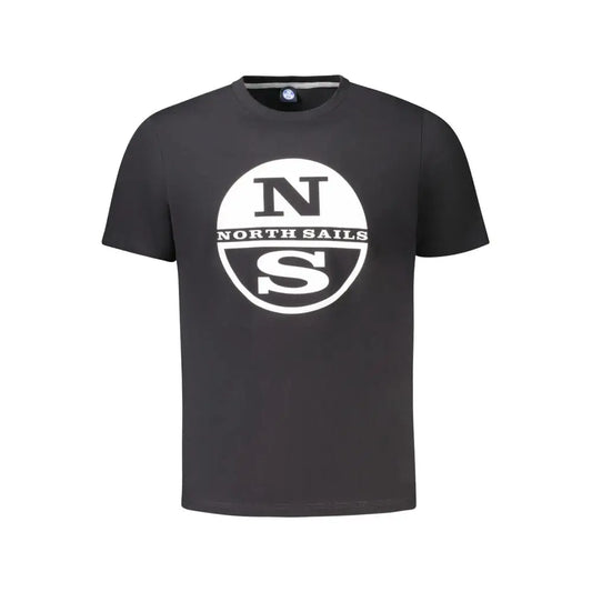 North sails black t-shirt with white circular logo and stylized n s letters