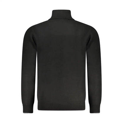 North sails black polyamide herresweater med glat strik og ribkantmanchetter