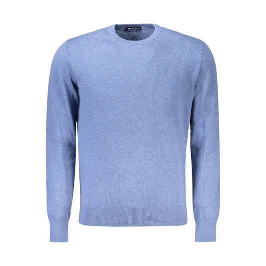 North Sails blå farve herresweater i letblå heathered knit med crew neck og ribbed cuffs