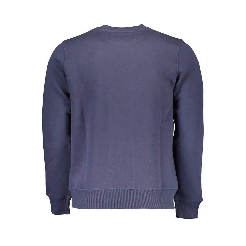 North sails blue cotton herresweater i marineblå med ribkantede manchetter og søm