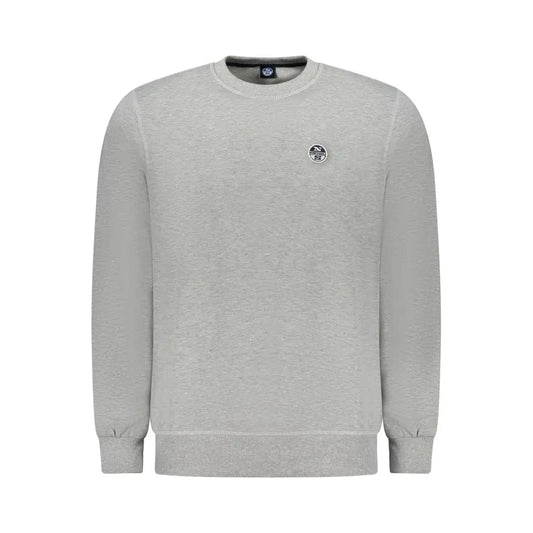 North sails gray cotton sweater med cirkulært logo på venstre bryst