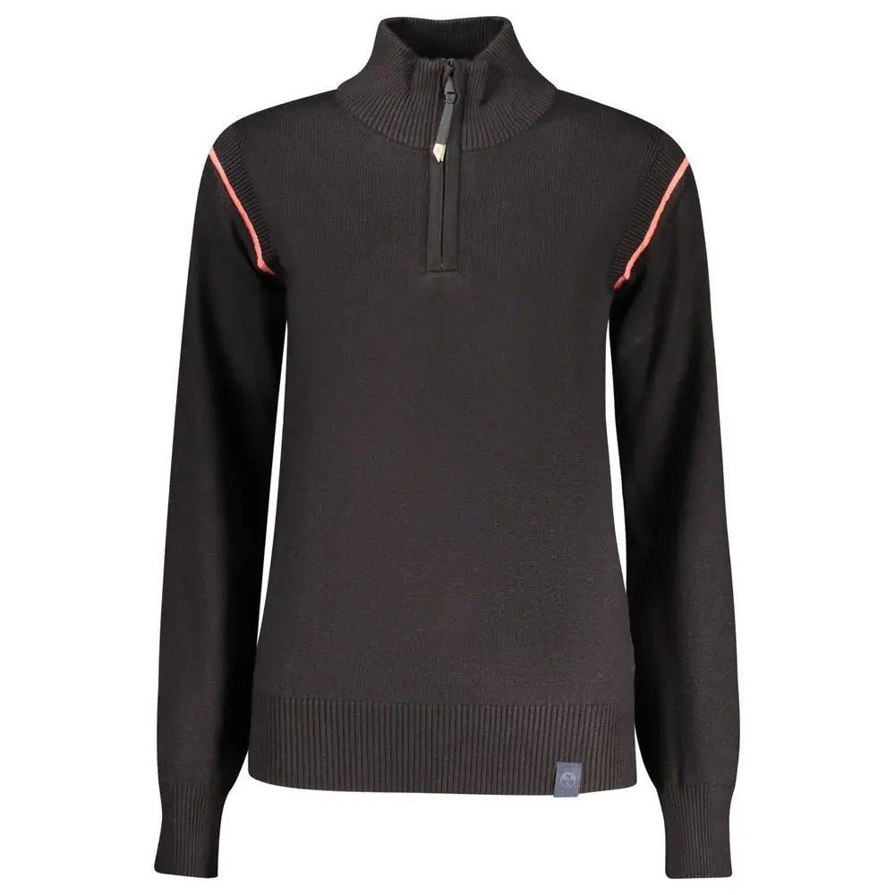 Sort North Sails Nero Viscosa kvinders sort strikket quarter-zip sweater med pink kontrast