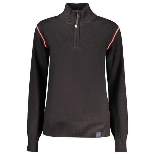 Sort North Sails Nero Viscosa kvinders sort strikket quarter-zip sweater med pink kontrast