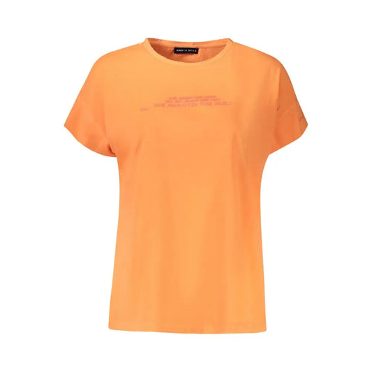 North Sails orange cotton t-shirt med subtil trykt tekst på brystet