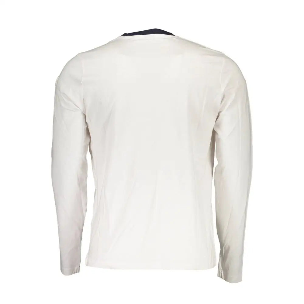 North sails white cotton herret-shirt med marineblå krave