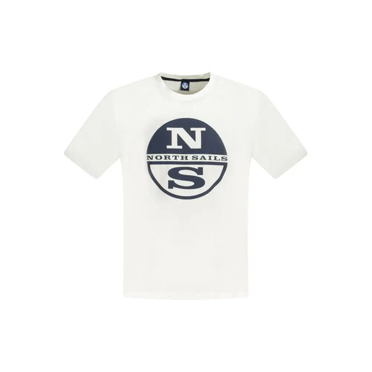 North Sails hvid bomuldst-shirt med navy logo og NS-bogstaver. 100% originale brands