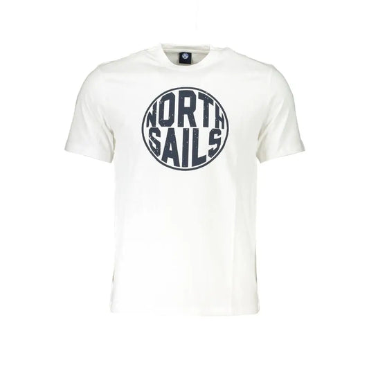 Hvid North Sails T-shirt med sort logo, 100% originale brands