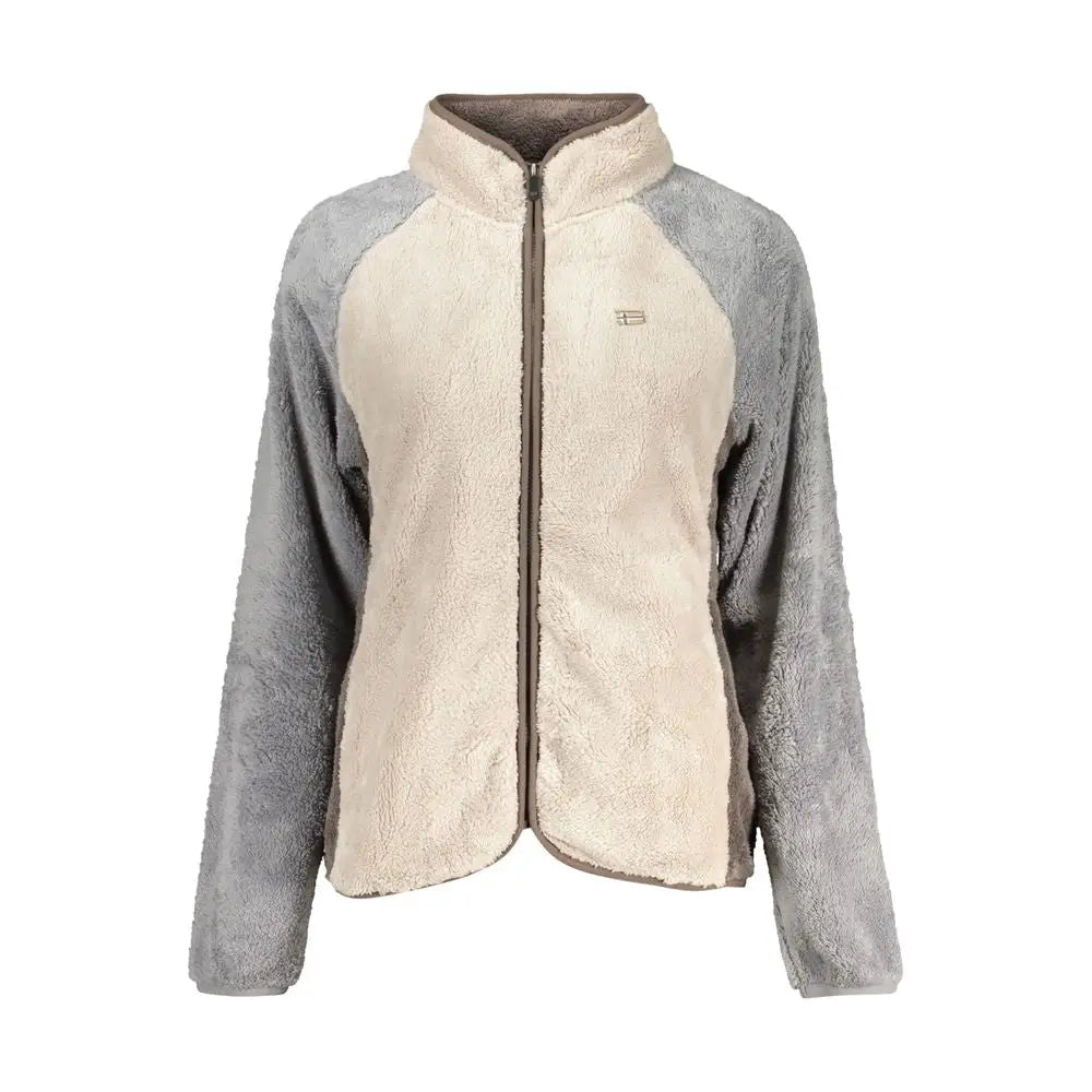 Norway 1963 beige polyester women sweatshirt med høj krave og lynlås