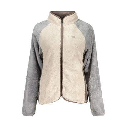 Norway 1963 beige polyester women sweatshirt med høj krave og lynlås