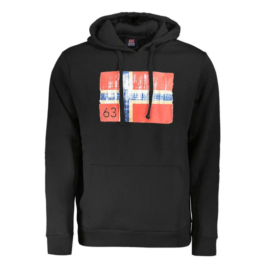 Sort sort bomuldssweater med norsk flag og 1963-motiv, 100% originale brands