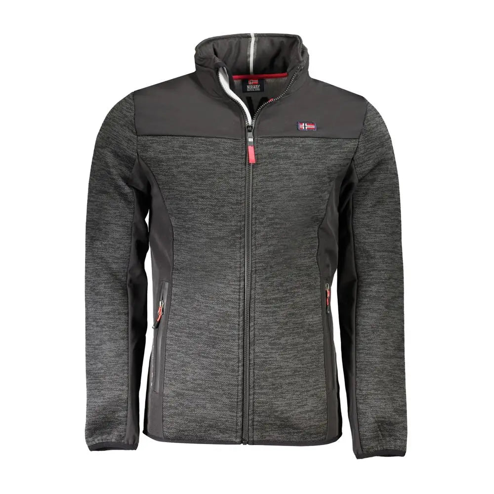 Sort Norge 1963 sort polyester jakke med norsk flag og rød lynlås