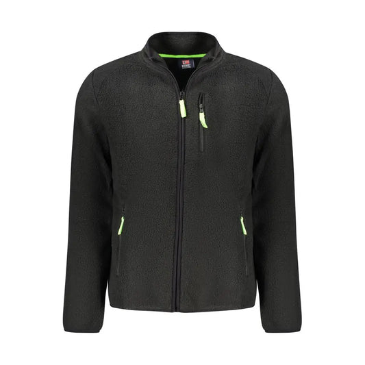 Sort svart polyester sweatshirt med neon grøn lynlås og for – spar 30–70% på mode