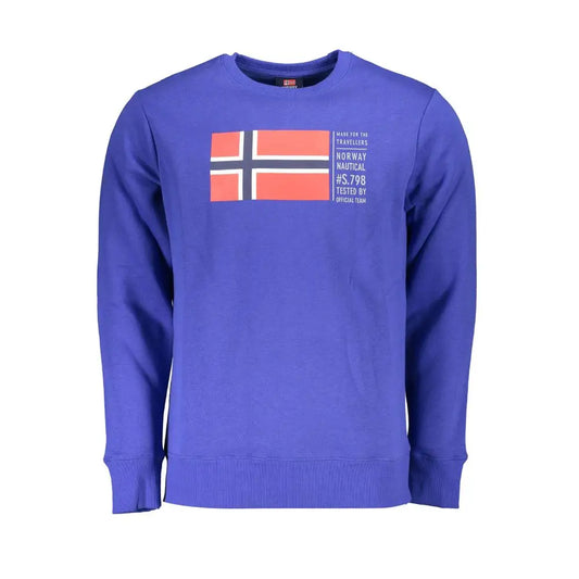 Vibrant Norway 1963 blå bomuldssweater med norsk flag og nautical tekst