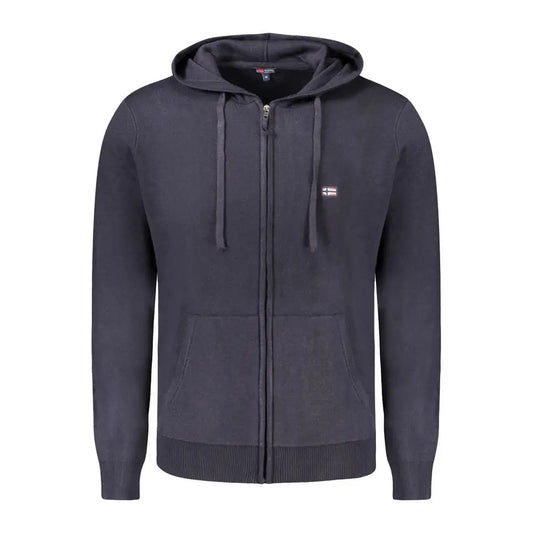 Mørkegrå blå polyamide cardigan med norsk flag patch, 100% originale brands