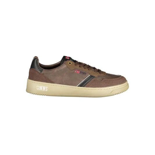 Brune polyester sneakers med norsk flag, 100% originale brands fra outlet mærkevarer
