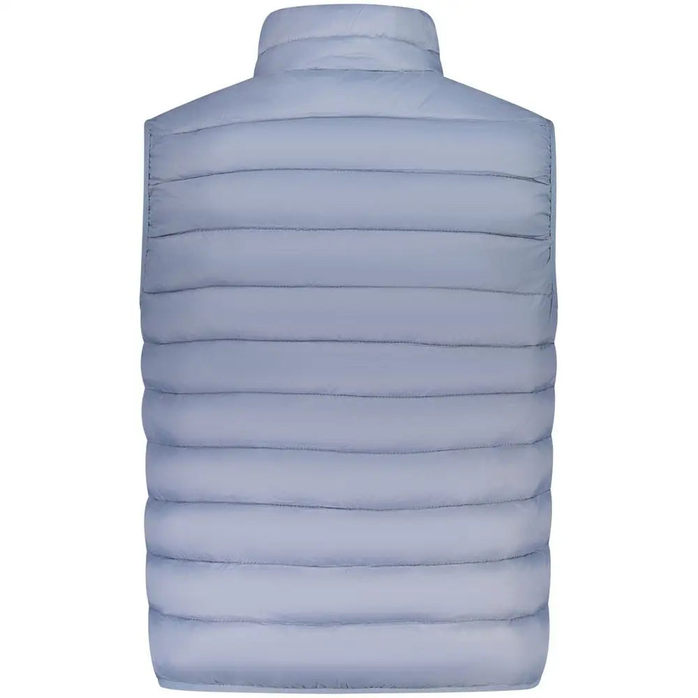 Lysblå kviltet puffer vest med høj krave i grå polyamide fra Norway 1963