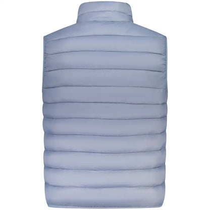 Lysblå kviltet puffer vest med høj krave i grå polyamide fra Norway 1963