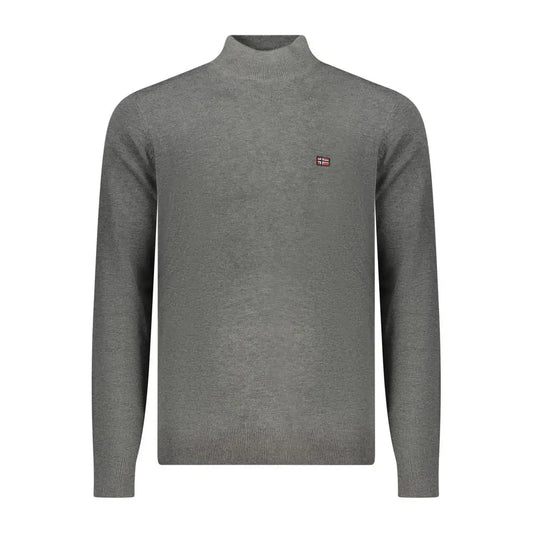 Grå uld turtleneck sweater med norsk flag, tidløs klassiker