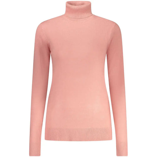 Rosa viscosa pink langærmet turtleneck sweater fra Norway 1963