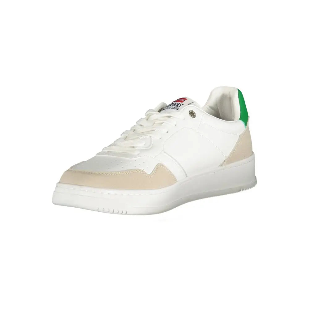 Hvid polyuretan Norway 1963 sneaker med grøn hæl i 100% originale brands