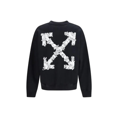 Sort sorte bomulds sweatshirt med distressed hvid pil-logo på ryggen