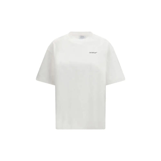 Hvid off-white bomuldssportstøj t-shirt med sort logo på brystet