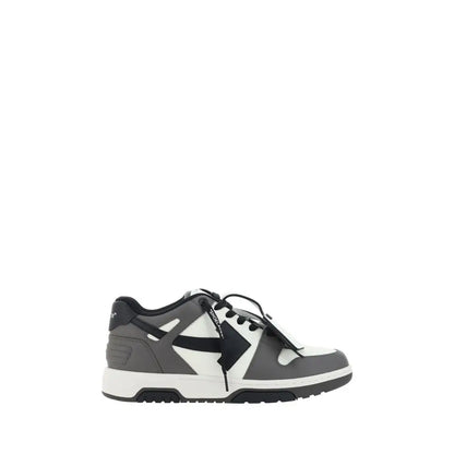 Off-White grå kalveskind Bos Taurus low top sneakers i sort-hvid med grå accenter og geometrisk design