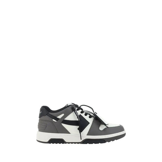 Off-White grå kalveskind Bos Taurus low top sneakers i sort-hvid med grå accenter og geometrisk design