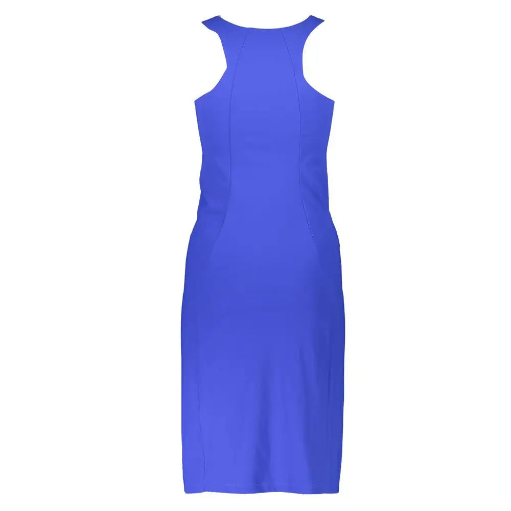 Patrizia Pepe elegant blue crew neck dress in royal blue, fitted silhouette