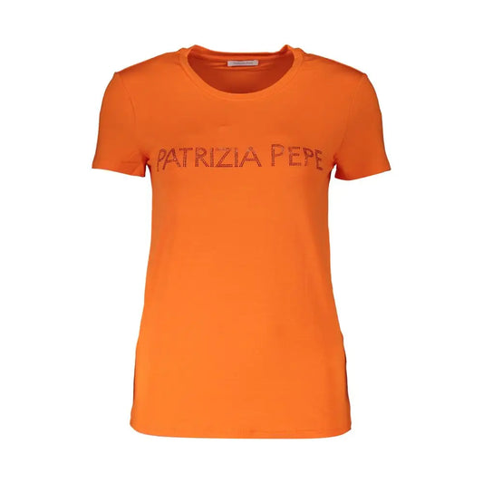 Patrizia Pepe Elegant Orange Rhinestone Tee - T-shirts