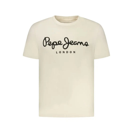 Pepe Jeans beige bomuld herret-shirt med sort logo