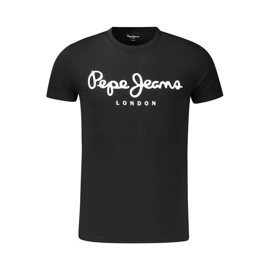 Klassisk sort Pepe Jeans t-shirt i ren sorte farve med hvid logo