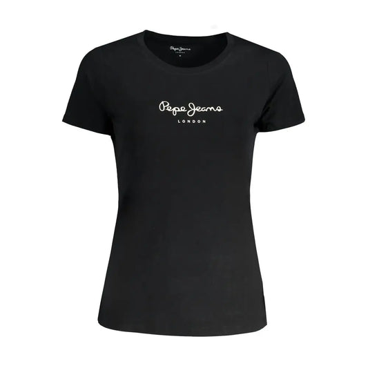Sort pepe jeans black bomuld kvinders t-shirt med hvid logo