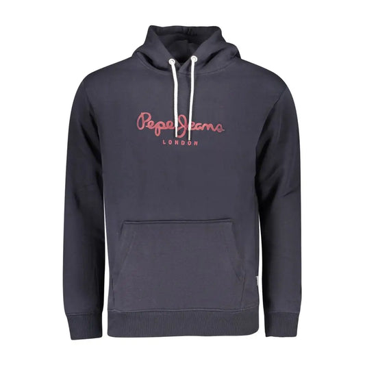 Mørk marine Pepe Jeans blå bomuld herre-sweater med pink logo og hvide snører
