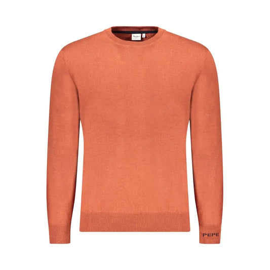 Pepe jeans brown cotton sweater i orange med pepe-logo på ærmet