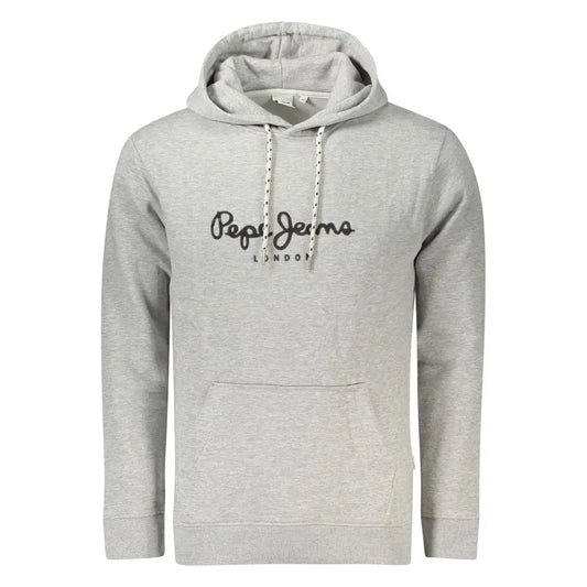 Heather grå Pepe Jeans London-hoodie med sort logo og snører