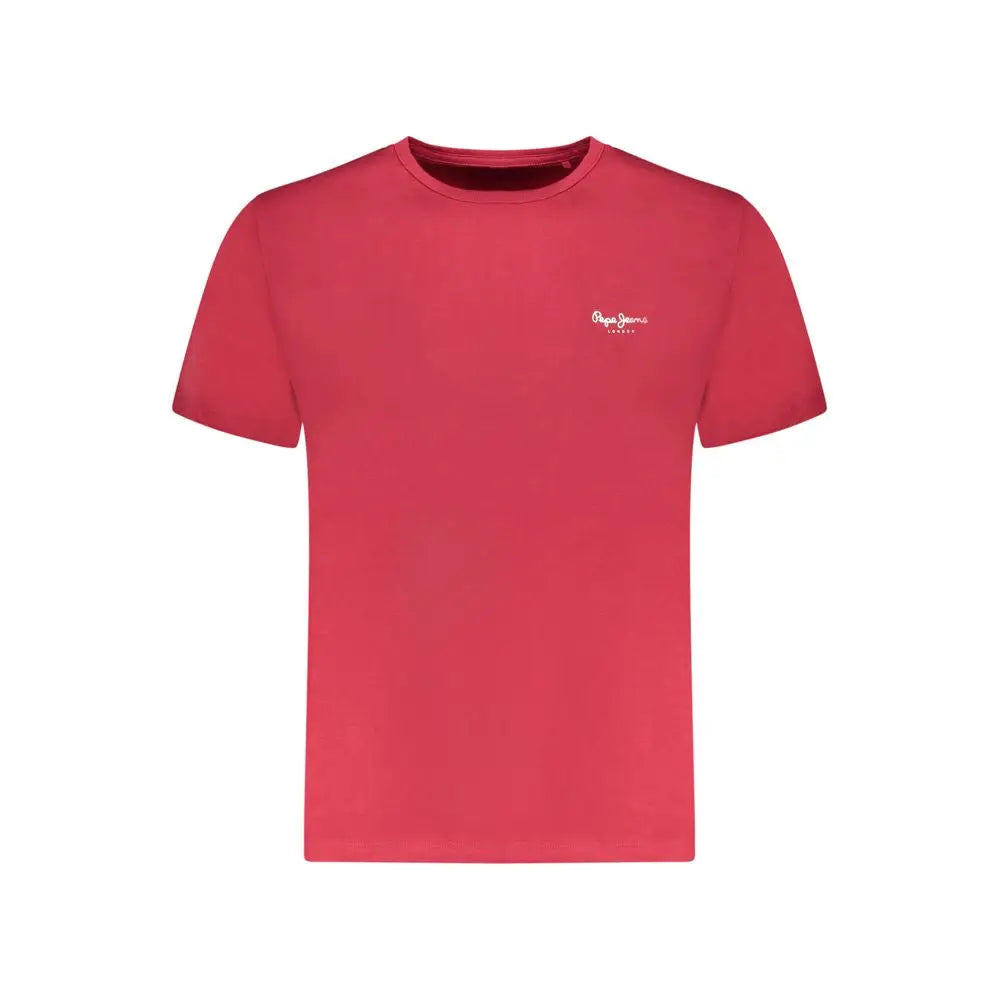 Rød Pepe Jeans Rosso bomuld herret-shirt med hvidt logo