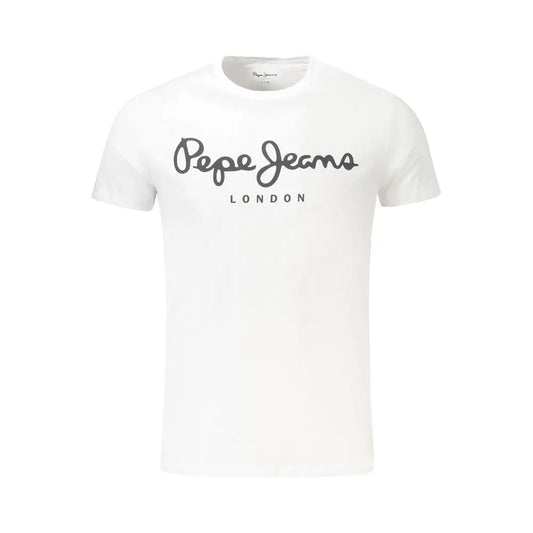 Pepe jeans white bomuld herre t-shirt med sort logo