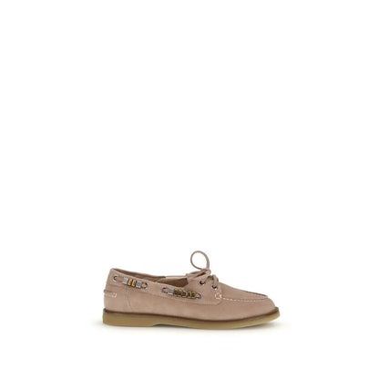 PINKO Beige Calf Leather Bos Taurus Slip-On Loafers - Loafers