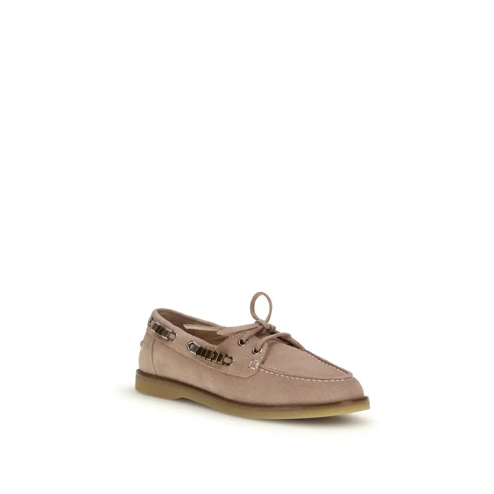PINKO Beige Calf Leather Bos Taurus Slip-On Loafers - Loafers