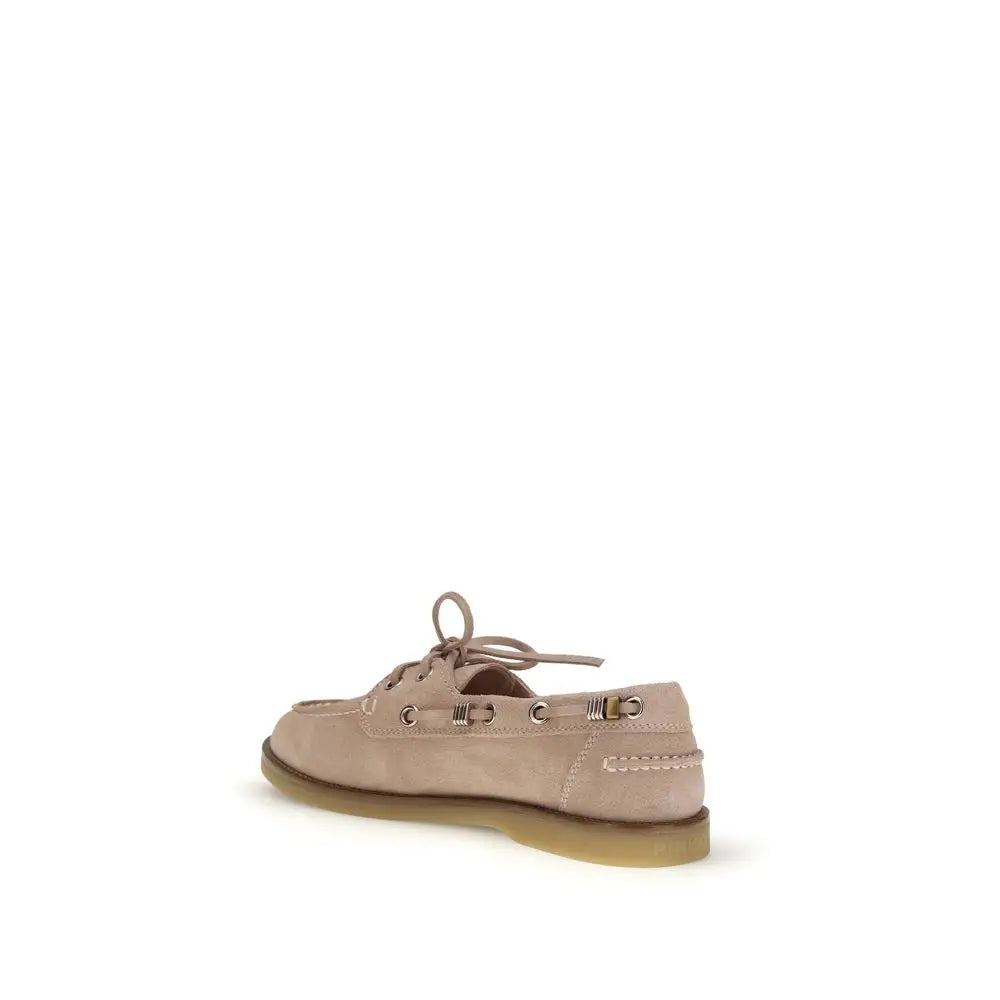 PINKO Beige Calf Leather Bos Taurus Slip-On Loafers - Loafers